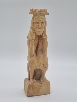 rzeźba ludowa Chrystus Frasobliwy sygnowany 27 cm