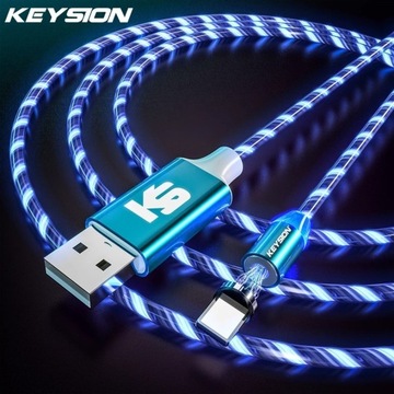 KABEL MAGNETYCZNY PŁYNĄCE ŚWIATŁO LED micro usb