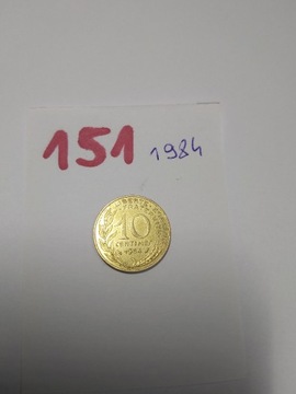 Moneta Francja 10 centymów, 1962-2001