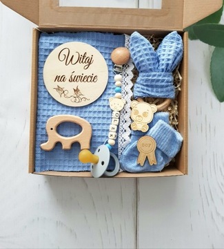 Prezent dla niemowlaka Baby Gift Box wafel KOLORY