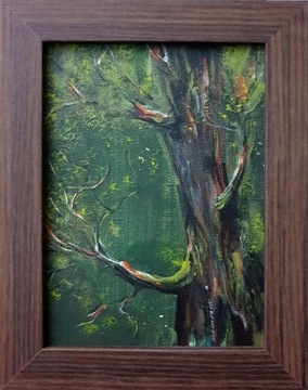 Obraz ręcznie malowany "Drzewo" +rama las
