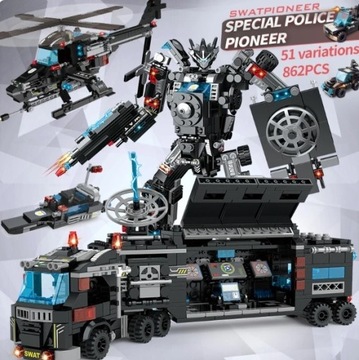 Klocki Autko Policja Robot kompatybilne z LEGO HIT