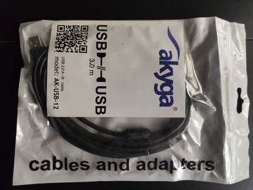 Kabel przewód USB2.0 A-B 3 m UPS - NAS/komputer