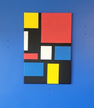 Obraz abstrakcyjny czerwony a'la Piet Mondrian