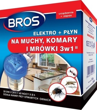Elektrofumigator Płyn 3w1 na Muchy, Komary, Mrówki