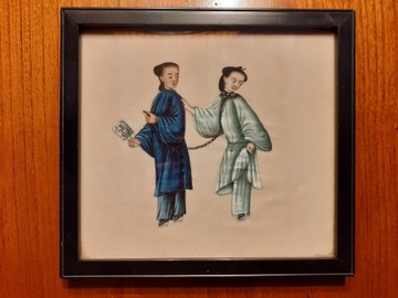 XIX-wieczne malowidło papier ryżowy W.H.MOSS&SONS