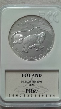 20 zł 2007 - Foka szara - Zwierzęta Świata - PR69