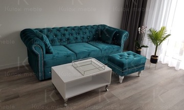 Sofa Chesterfield z funkcją spania z kryszałkami