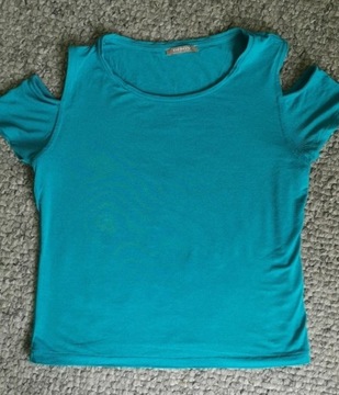 Krótki top koszulka Orsay 36 S niebieski  24hm 
