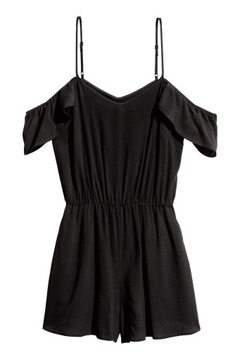 Krótki czarny kombinezon cold shoulder H&M r. 34