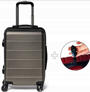 Średnia walizka podróżna grafit ABS zamek +gratis