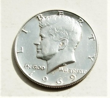 1/2 dolar 1969  half dollar Kennedy srebro Stan!!