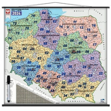 MAPA POLSKI Kodowa Ścienna 134x141cm POLSKA 2024