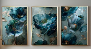 Zestaw 3 plakatów 30x40 -Kwiaty Niebieskie
