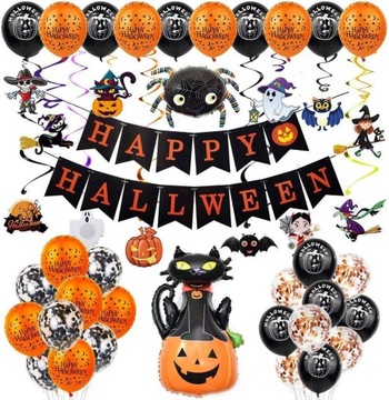 Zestaw Dekoracji Halloween Balony Baner XL