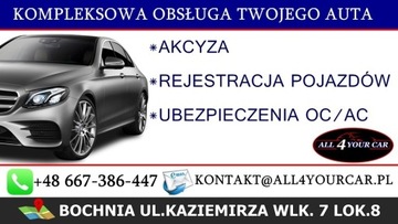 Usługi rejestracji pojazdu/akcyza/tłumaczenia dok
