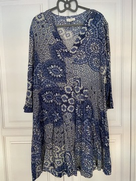 H&M SUKIENKA NIEBIESKA BOHO WISKOZA ROZM.34 JAK 38