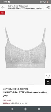 BRALETTE biustonosz stanik Calvin Klein rozm S