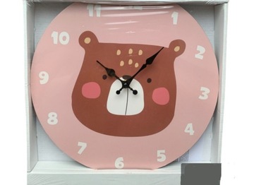 Duży zegar dla dzieci Miś 33cm
