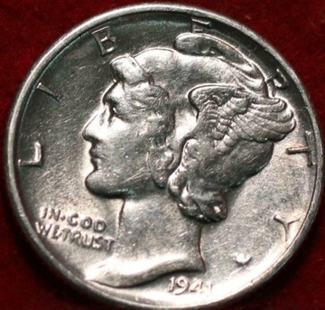 10 cent USA -One Dime- Mercury 1941d - menniczy