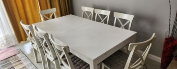 Stół biały BJURSTA z Krzesłami INGOLF