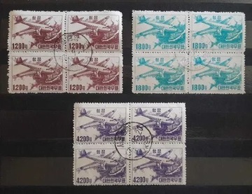 Znaczki Korea Południowa. Czwórki, kasowane, 1952r