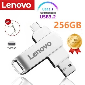 Pendrive Lenovo 256GB USB/TypC, Obrotowy, Metalowy