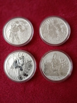 Bogowie Olimpu 4szt srebrne monety kolekcjonerskie