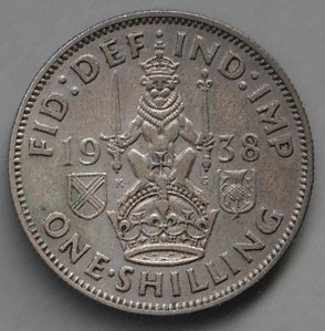 Wielka Brytania 1 shilling 1938 - Jerzy VI  srebro