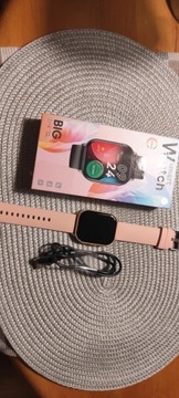 Smart Watch różowy 2,04" wiele funkcji nowy