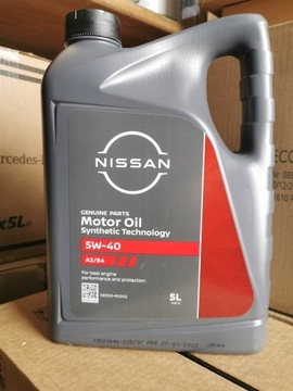 NISSAN  MOTOR  OIL  5W40  A3/B4  5L Faktura VAT