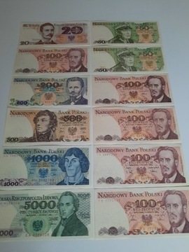 N71-12 Banknotów PRL od 20 zł do 5.000 tyś UNC