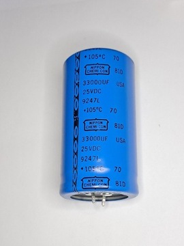 25V 33000uF 81D Nippon Chemi-Con kondensator elektrolityczny 35x65mm 105°C 