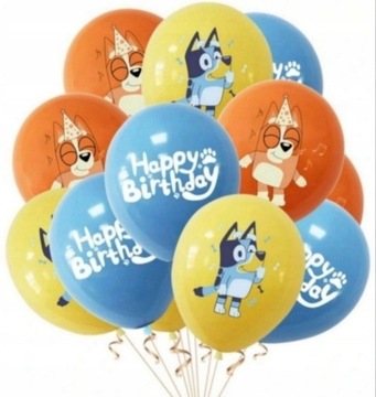 Balony urodzinowe bingo bluey pieski blue 12 szt