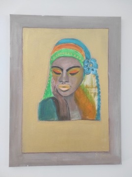 Obraz "Naomi", farba akrylowa, farba złota, płótno