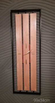 Zegar ścienny loft. Metal,drewno olcha/merbau