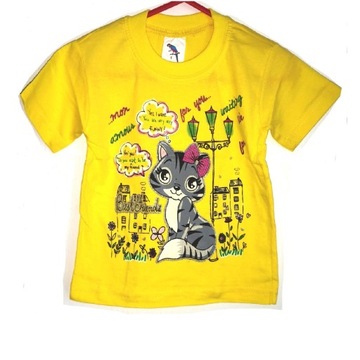 Bluzka t-shirt, rozm. 110, 4 lata, kotek, brokat