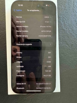iPhone 14 Pro 128 GB czarny