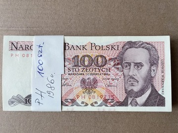 100 zł 1986 paczka bankowa 100szt.