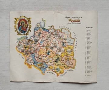 RZECZPOSPOLITA Polska przed Rozbiorami 1920 mapka