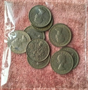Zestaw starych monet angielskich six pence-P185