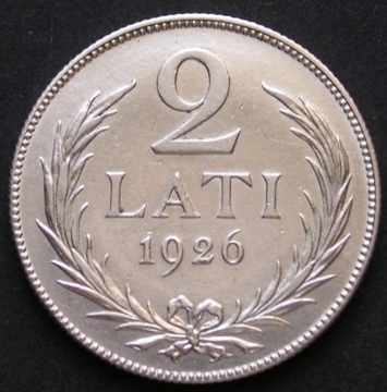 Łotwa 2 lati 1926 - srebro - stan 2