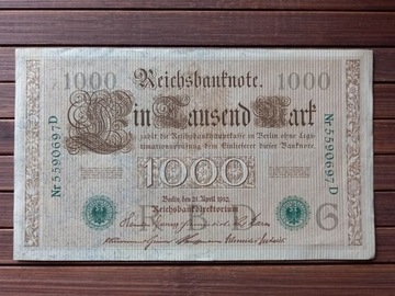 Kolekcjonerskie banknot 1000 marek 1910 r 