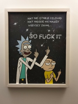 Rick and Morty obraz olejny 43x52 cm