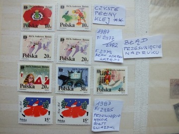 9szt. znaczki Fi 2977 ** BŁĄD Polska 1987 BAJKI