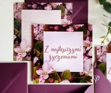 Kartka z kopertą życzenia urodziny imieniny kwiaty