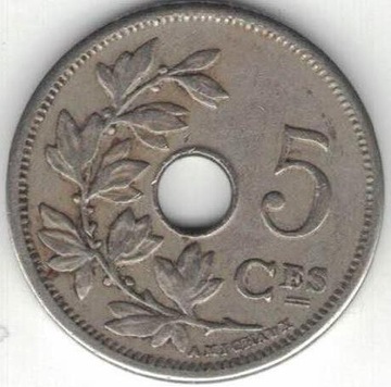 Belgia 5 centymów centimes 1904 Q 19 mm nr 1