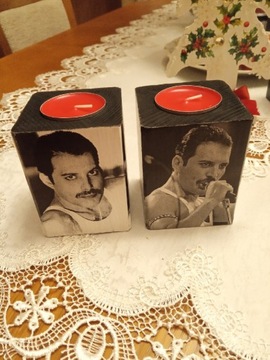 Freddie Mercury świeczniki drewniane 