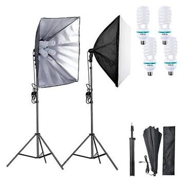 Zestaw Softbox 50x70 na 4 żarówki + 4 żarówki