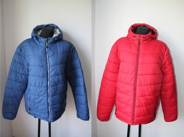 2x kurtka zimowa z kapturem męska C&A L czerwona niebieska